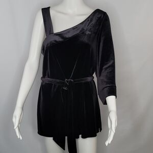 AS-HRO Black Velour One Sleeve Top